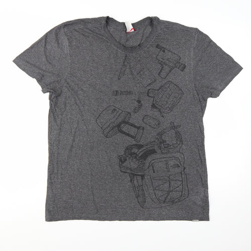 The North Face Men Grey Graphic Outdoor Crew Neck T-Shirt L