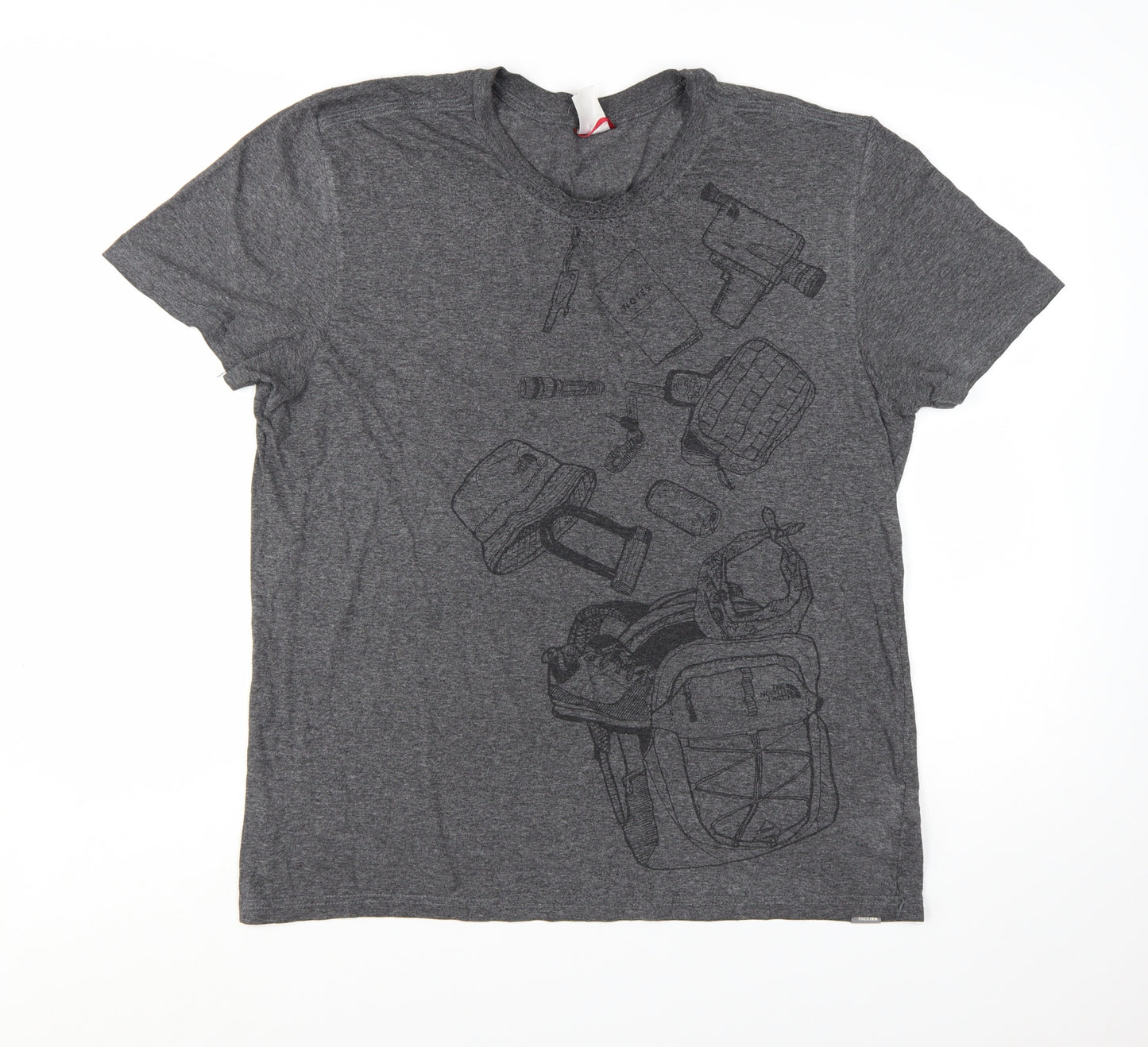 The North Face Men Grey Graphic Outdoor Crew Neck T-Shirt L