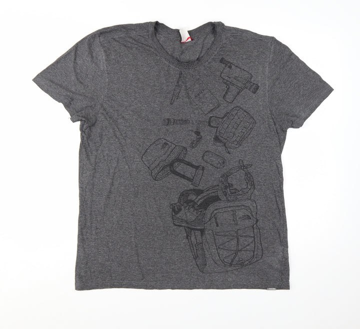 The North Face Men Grey Graphic Outdoor Crew Neck T-Shirt L