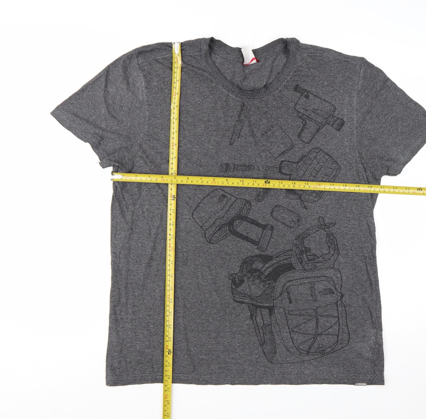 The North Face Men Grey Graphic Outdoor Crew Neck T-Shirt L