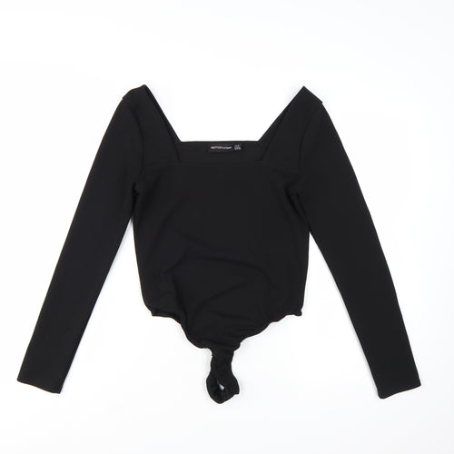 PrettyLittleThing Women's Black Long Sleeve Square Neck Bodysuit Size 10