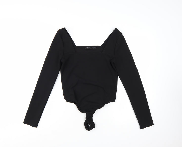 PrettyLittleThing Women's Black Long Sleeve Square Neck Bodysuit Size 10