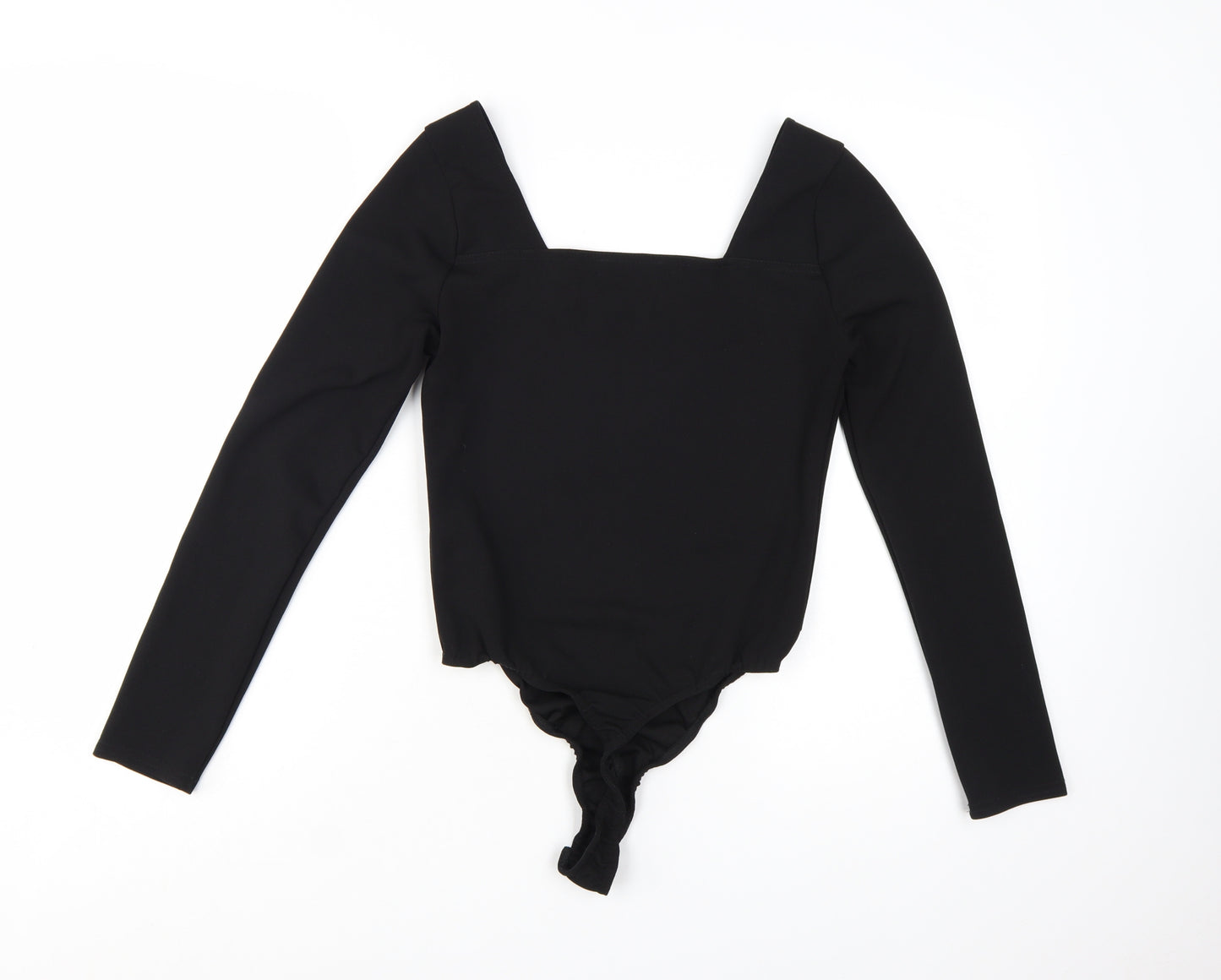 PrettyLittleThing Women's Black Long Sleeve Square Neck Bodysuit Size 10
