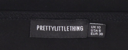 PrettyLittleThing Women's Black Long Sleeve Square Neck Bodysuit Size 10