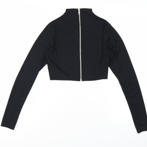 PrettyLittleThing Women’s Black Cropped Long Sleeve Zip Top UK 10