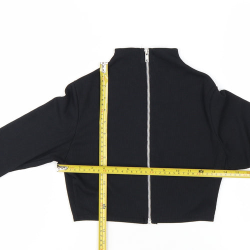 PrettyLittleThing Women’s Black Cropped Long Sleeve Zip Top UK 10