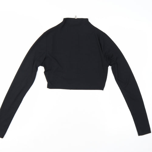 PrettyLittleThing Women’s Black Cropped Long Sleeve Zip Top UK 10