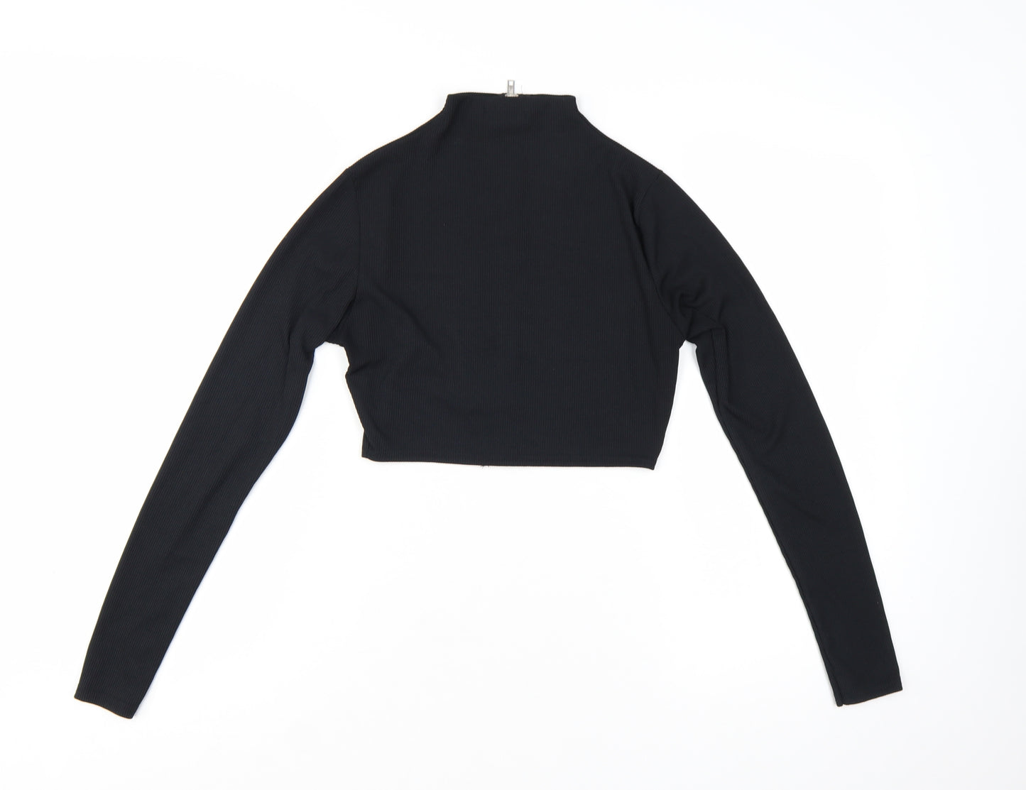 PrettyLittleThing Women’s Black Cropped Long Sleeve Zip Top UK 10