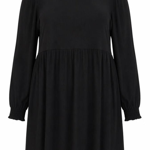 New Look Women’s Black Size 16 Smocked Round Neck Long Sleeve Dress