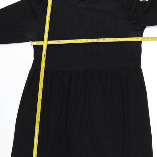 New Look Women’s Black Size 16 Smocked Round Neck Long Sleeve Dress