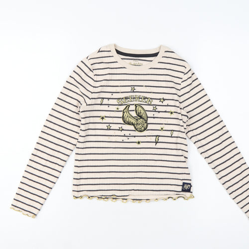 Marks and Spencer Girls Beige Striped Harry Potter Long Sleeve T-Shirt 10-11 Years