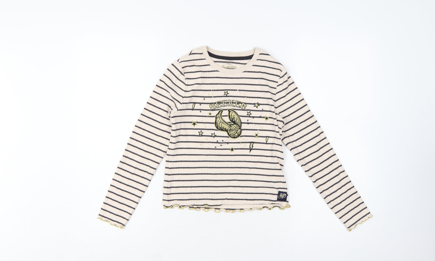 Marks and Spencer Girls Beige Striped Harry Potter Long Sleeve T-Shirt 10-11 Years