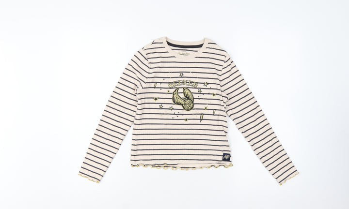 Marks and Spencer Girls Beige Striped Harry Potter Long Sleeve T-Shirt 10-11 Years