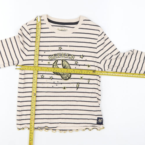 Marks and Spencer Girls Beige Striped Harry Potter Long Sleeve T-Shirt 10-11 Years
