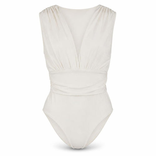 Miss Selfridge Women Ivory Sleeveless Bodysuit UK 8 Polyester Blend