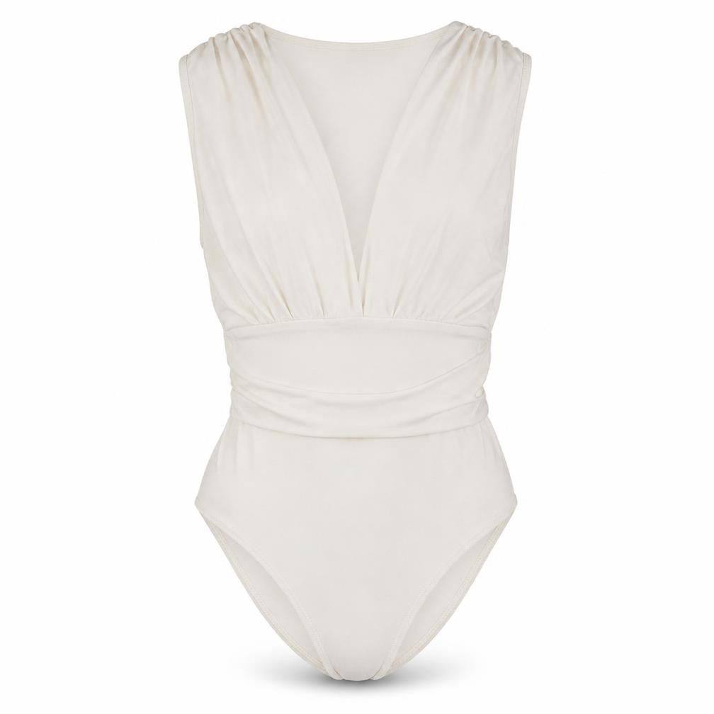 Miss Selfridge Women Ivory Sleeveless Bodysuit UK 8 Polyester Blend