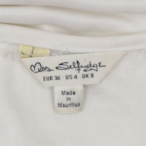 Miss Selfridge Women Ivory Sleeveless Bodysuit UK 8 Polyester Blend