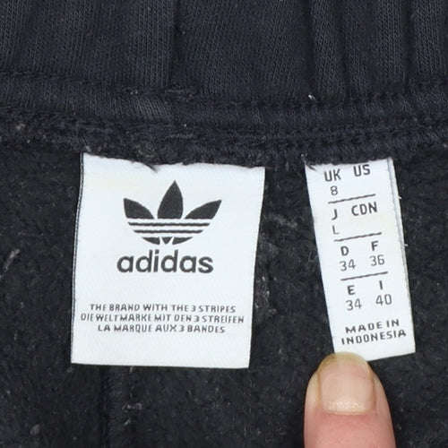 Adidas Womens Black Jogger Trousers Size 8 Cotton Blend