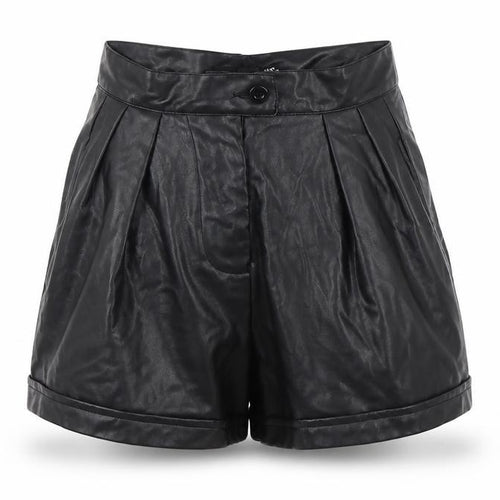 PrettyLittleThing Women's Black Faux Leather Paperbag Shorts UK 4