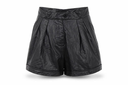 PrettyLittleThing Women's Black Faux Leather Paperbag Shorts UK 4