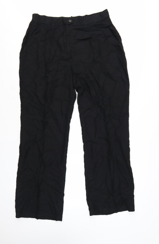 La Bella Women’s Black Linen Blend Pleated Trousers Size 16