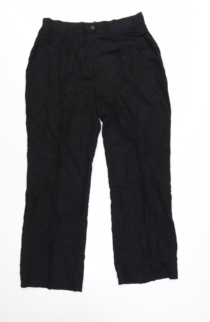 La Bella Women’s Black Linen Blend Pleated Trousers Size 16