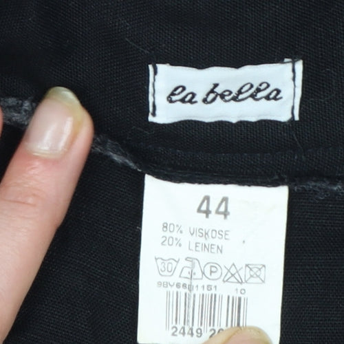 La Bella Women’s Black Linen Blend Pleated Trousers Size 16