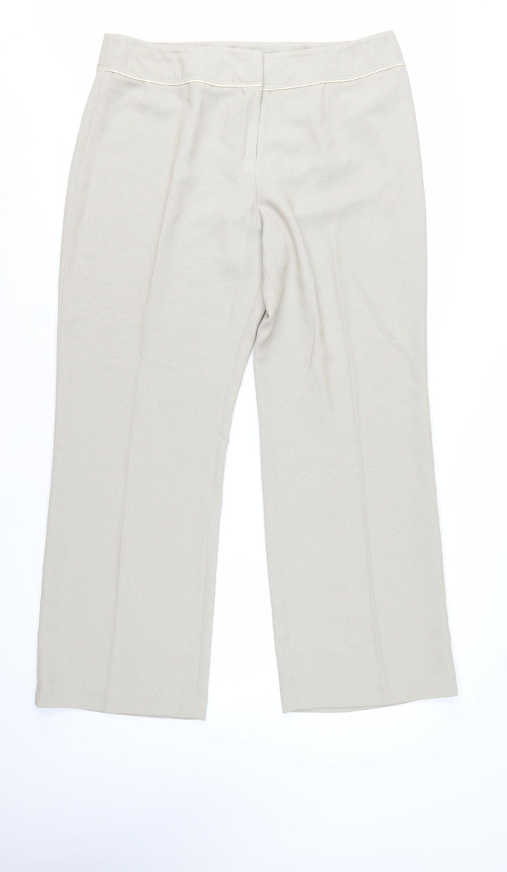 BHS Women's Beige Straight Leg Trousers Size 18 Polyester
