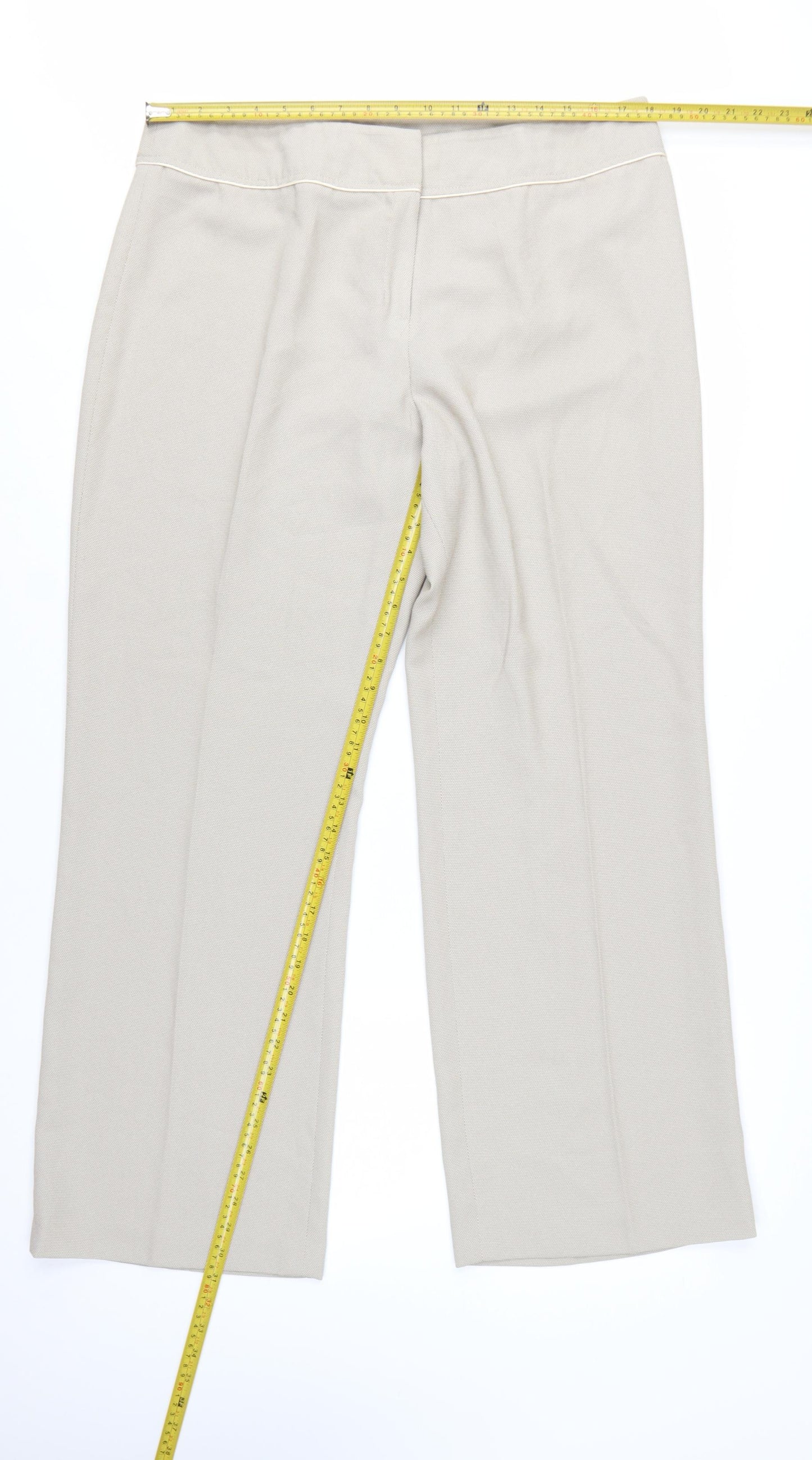 BHS Women's Beige Straight Leg Trousers Size 18 Polyester
