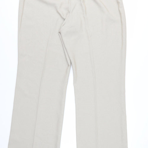 BHS Women's Beige Straight Leg Trousers Size 18 Polyester