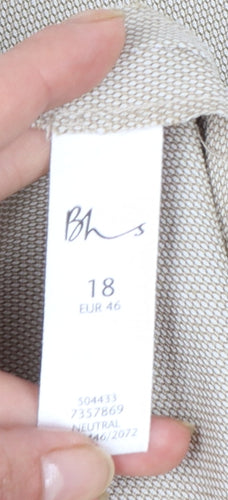 BHS Women's Beige Straight Leg Trousers Size 18 Polyester