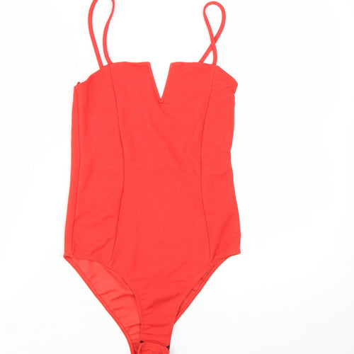 New Look Women's Red Bodysuit Jumpsuit Size 6 Sleeveless V-Neck