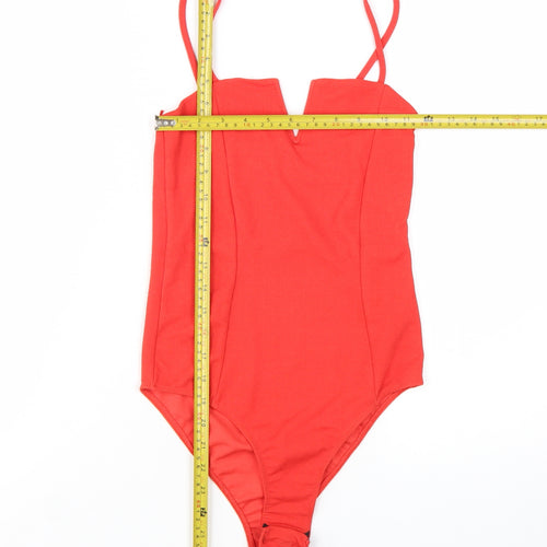 New Look Women's Red Bodysuit Jumpsuit Size 6 Sleeveless V-Neck