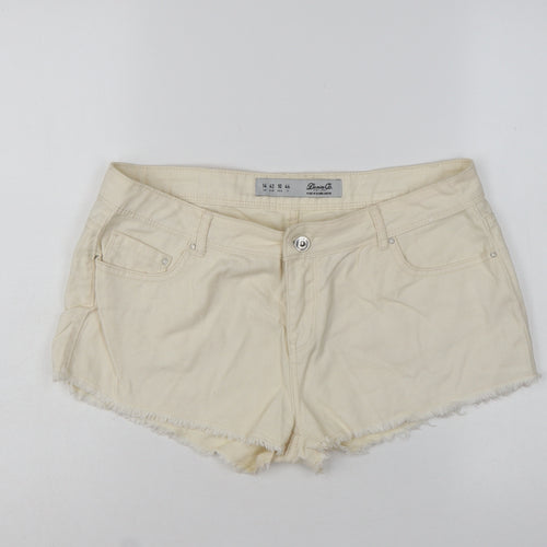 Denim Co Women Beige Cotton Cut-Off Shorts Size 14