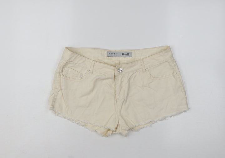 Denim Co Women Beige Cotton Cut-Off Shorts Size 14