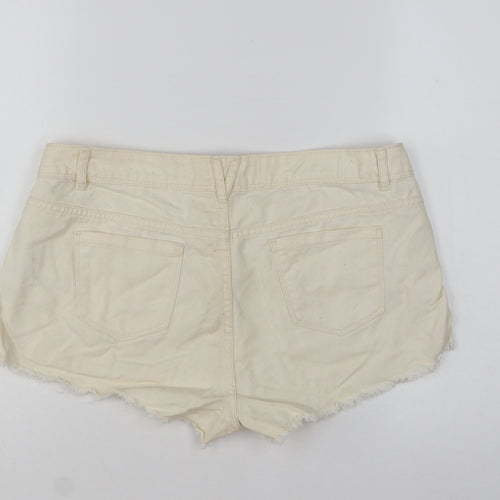 Denim Co Women Beige Cotton Cut-Off Shorts Size 14