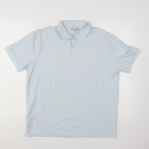 Moss Men's Light Blue Cotton Elastane Polo Shirt Size L