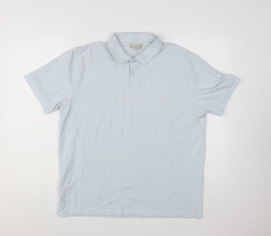 Moss Men's Light Blue Cotton Elastane Polo Shirt Size L