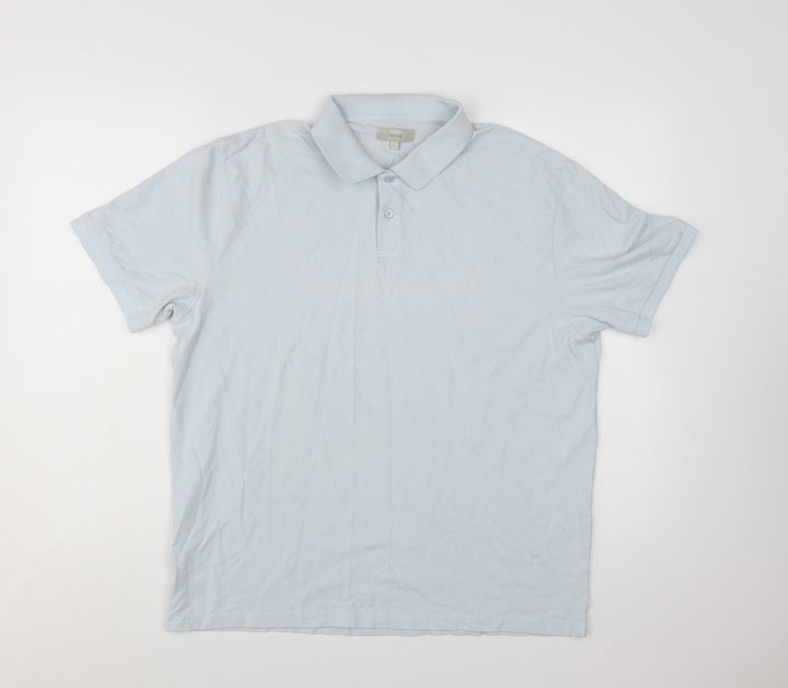 Moss Men's Light Blue Cotton Elastane Polo Shirt Size L