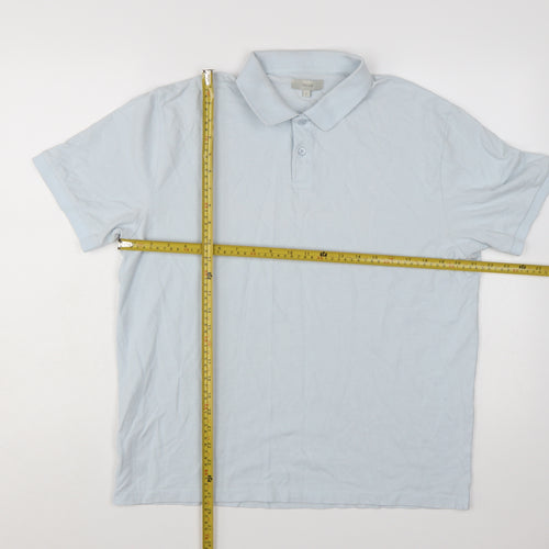 Moss Men's Light Blue Cotton Elastane Polo Shirt Size L