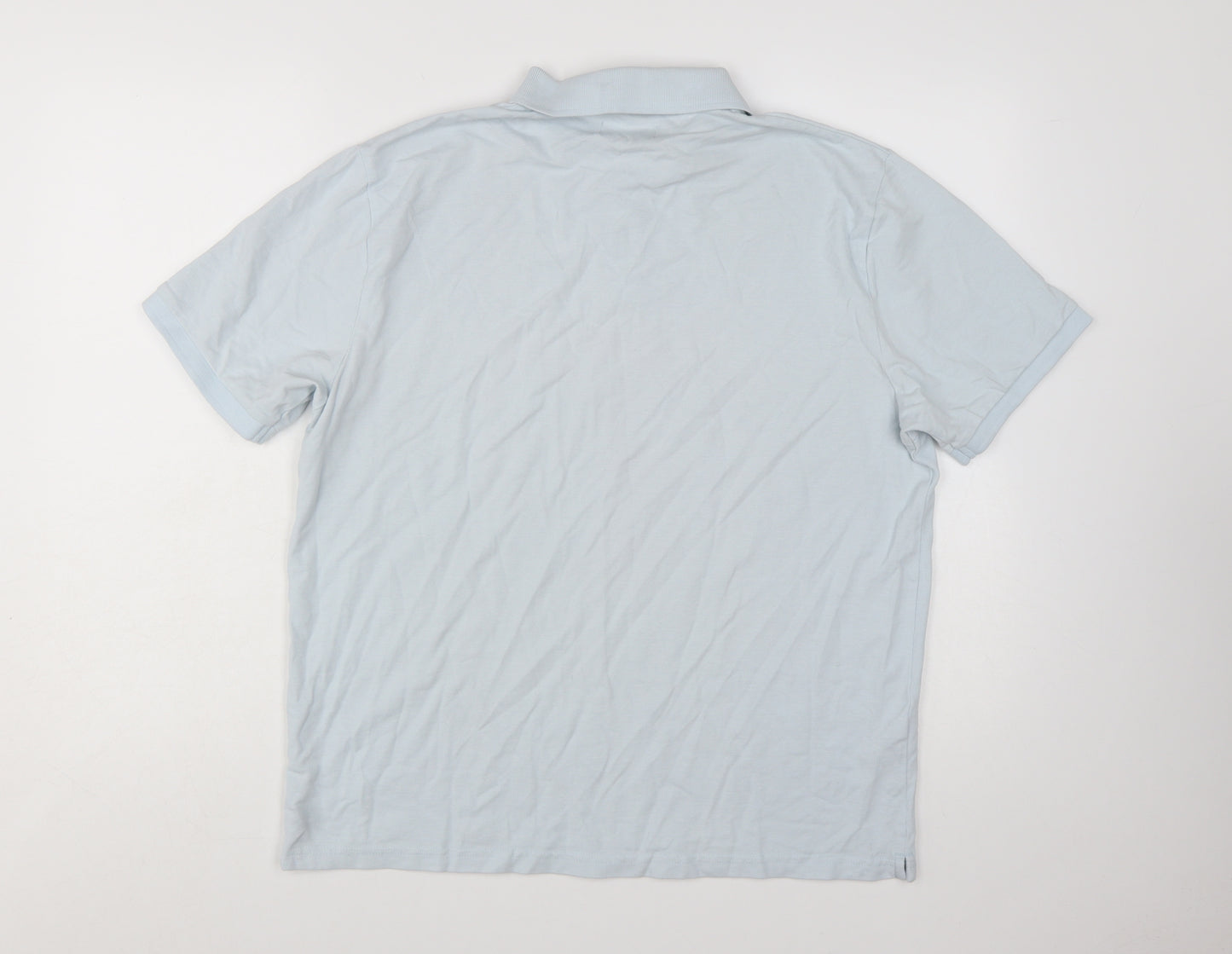 Moss Men's Light Blue Cotton Elastane Polo Shirt Size L