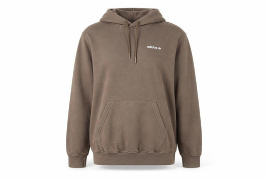 Front view of Adidas Women Brown Pullover Hoodie Small Logo Graphic Print