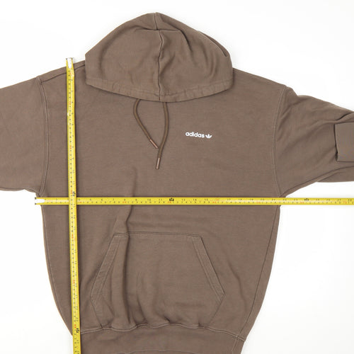Adidas Women Brown Pullover Hoodie Small Logo Graphic Print