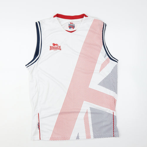 Lonsdale Men’s White Tank Top Large Athletic Sleeveless Sports Vest