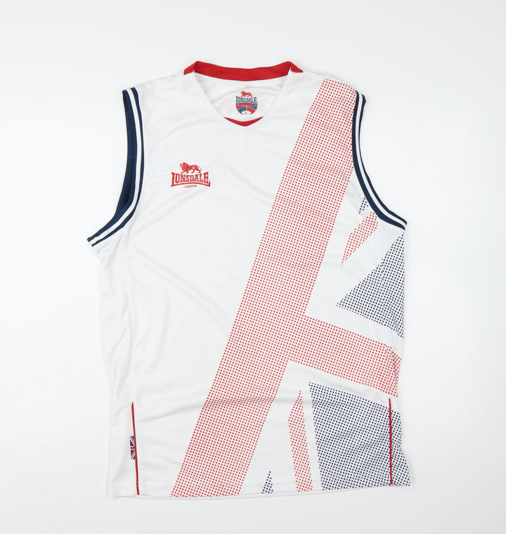 Lonsdale Men’s White Tank Top Large Athletic Sleeveless Sports Vest