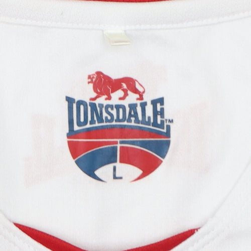 Lonsdale Men’s White Tank Top Large Athletic Sleeveless Sports Vest