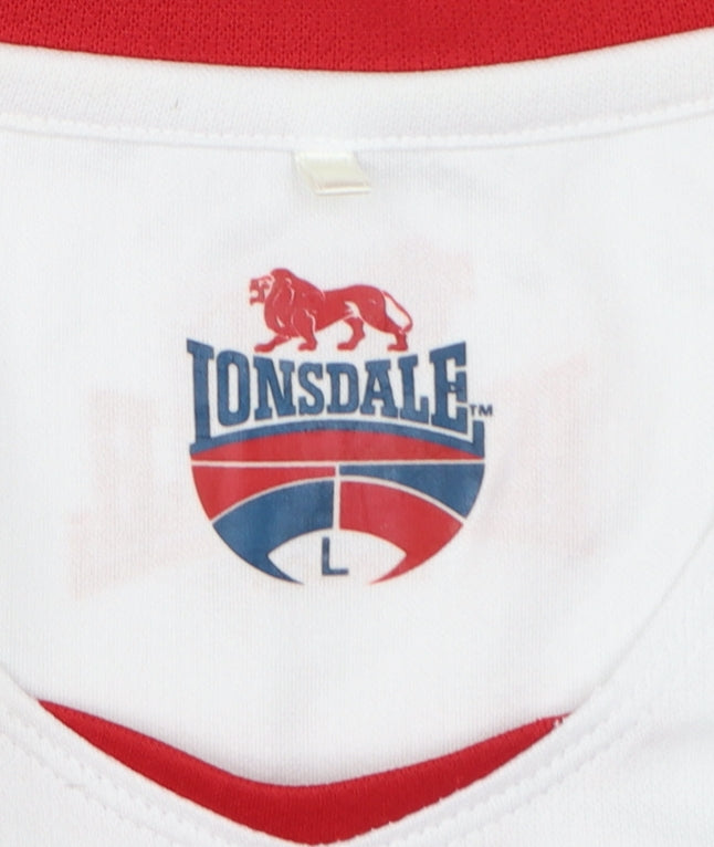 Lonsdale Men’s White Tank Top Large Athletic Sleeveless Sports Vest