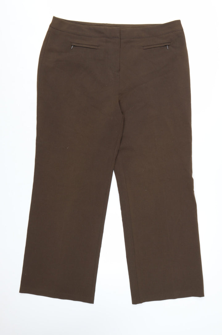 Mia Moda Women's Brown Size 18 Straight Leg Trousers