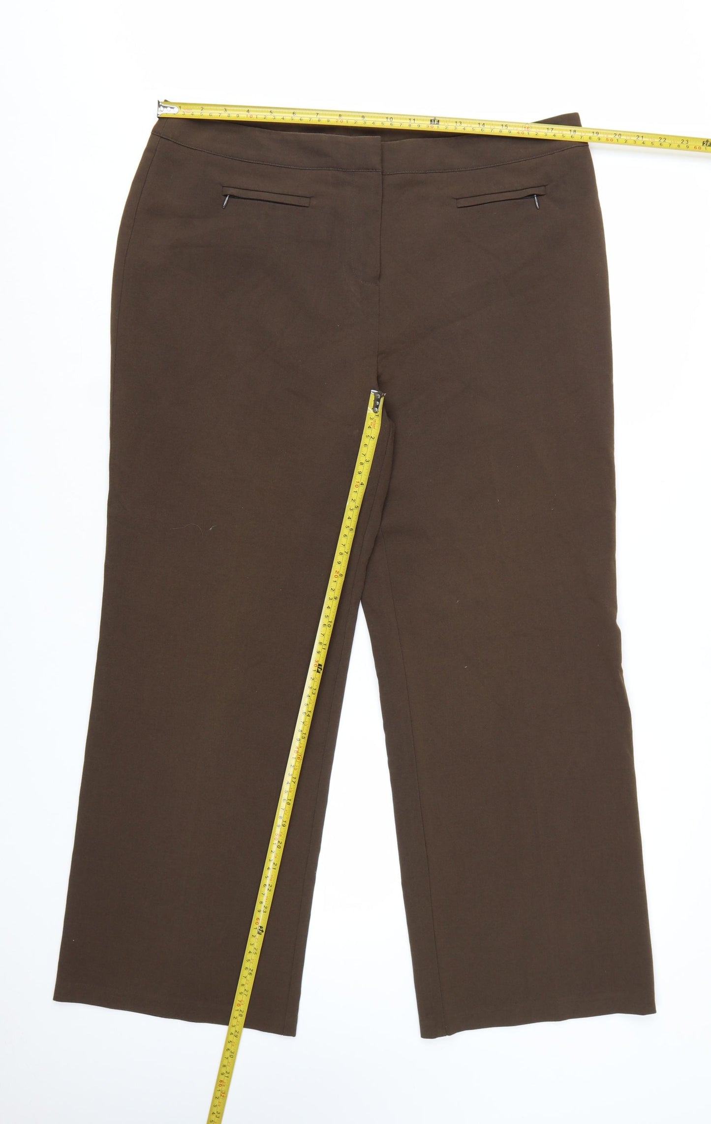 Mia Moda Women's Brown Size 18 Straight Leg Trousers