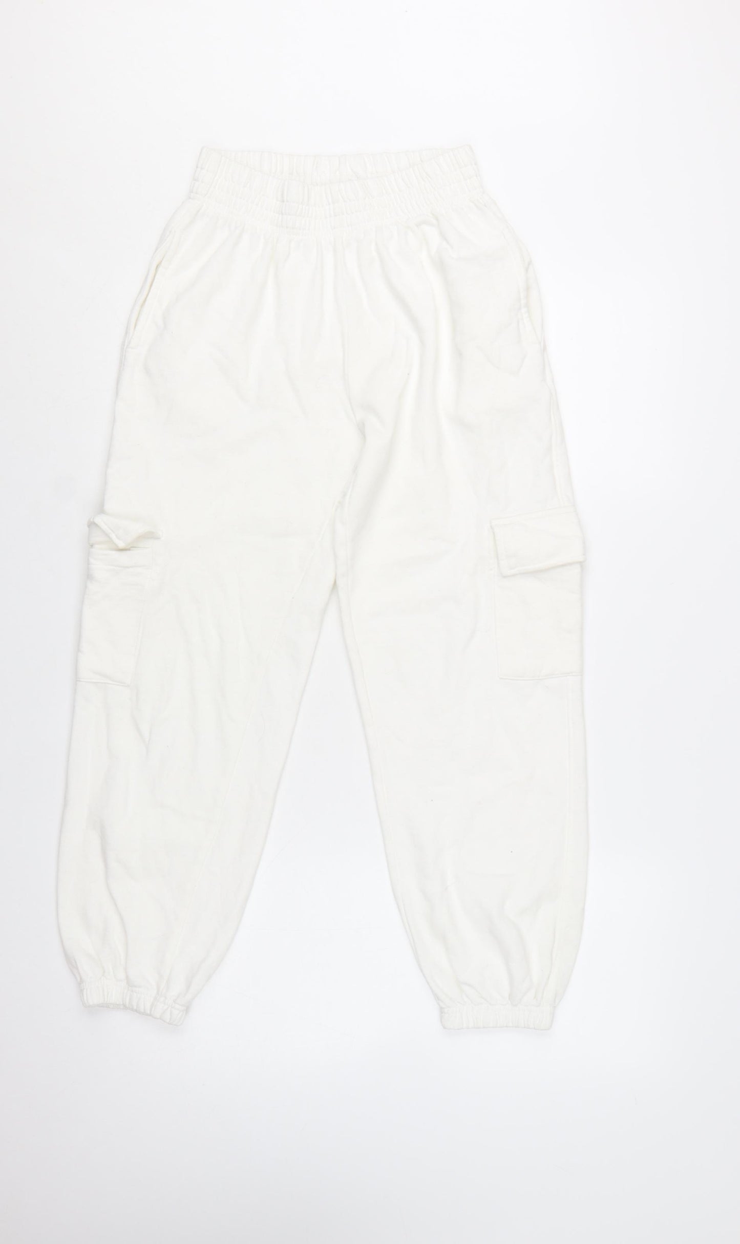New Look Women's White Cargo Trousers Size 6 Cotton Blend